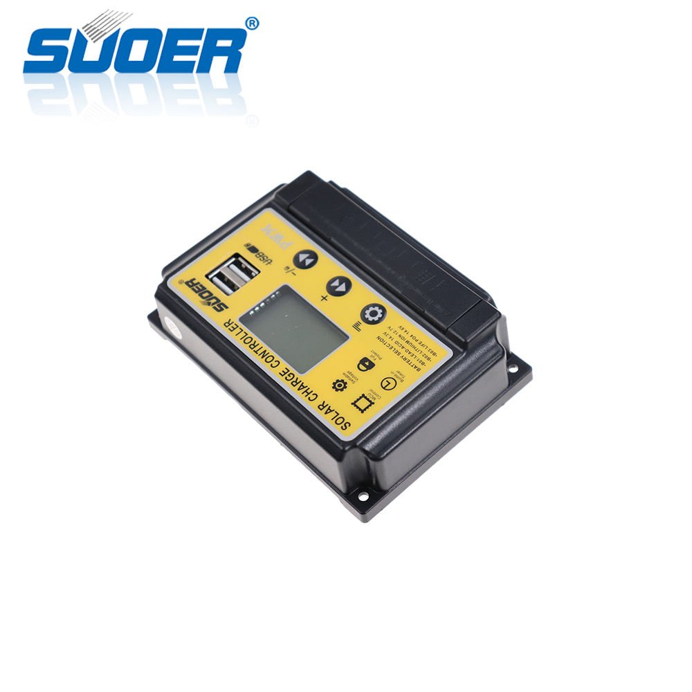 Suoer China Price 300W LCD 30A PWM Solar Charge Controller with Lighting Control