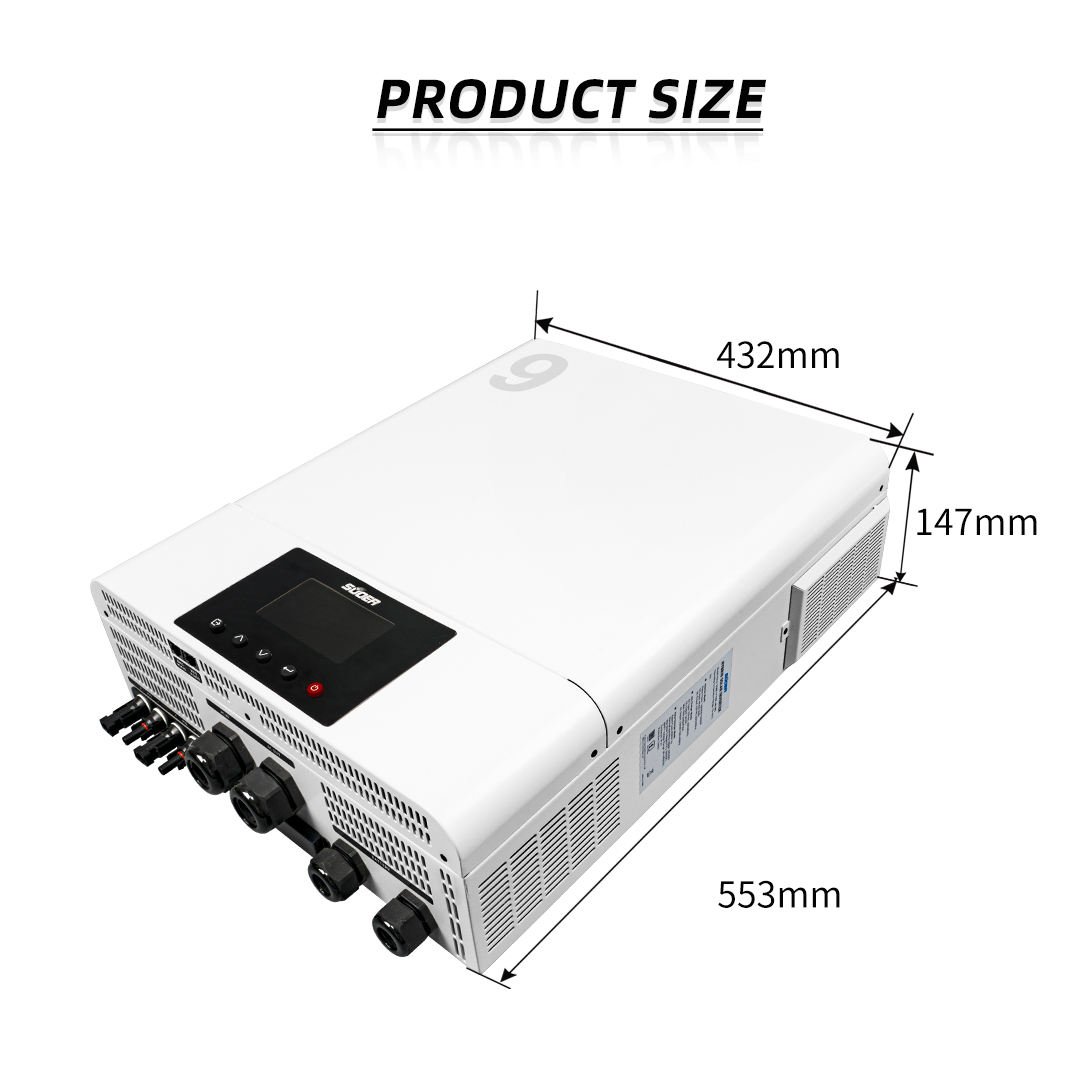 Smart 9KW MPPT Hybrid Solar Inverter 48VDC 120A Single Phase Pure Sine Wave WIFI Communication 98% Efficiency CE/ISO Certified