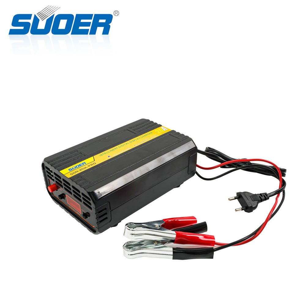 Suoer SON-20A-PRO Smart Solar Charger 12V/24V 20A Digital Display Portable Car Battery AC/DC Fast Charging for Mobile Phone