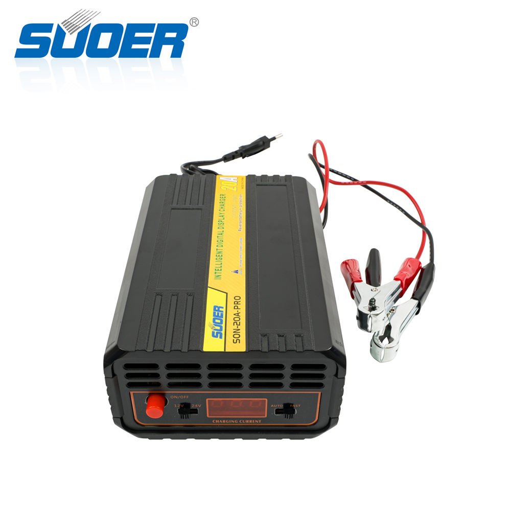 Suoer SON-20A-PRO Smart Solar Charger 12V/24V 20A Digital Display Portable Car Battery AC/DC Fast Charging for Mobile Phone