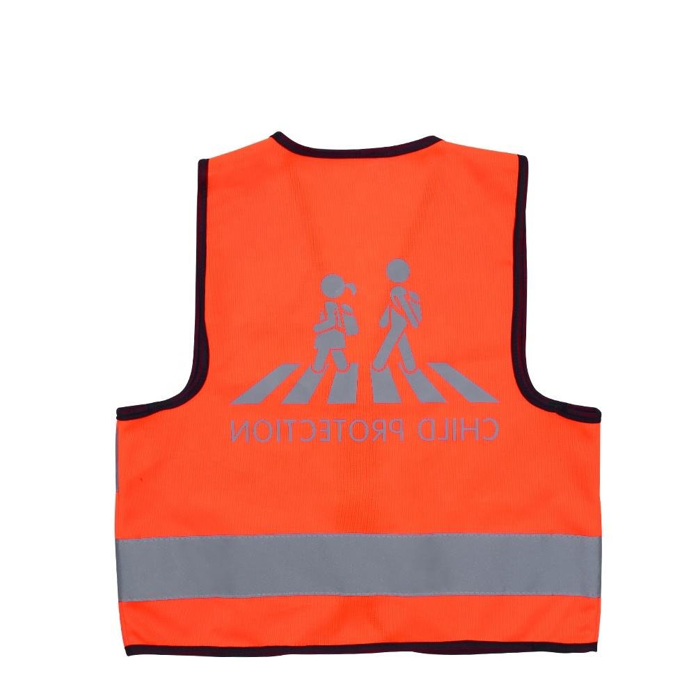 Customizable Reflective High Visibility Polyester Vest for Boys Girls Students in Class 2 Zipper Closure for School Child Safety