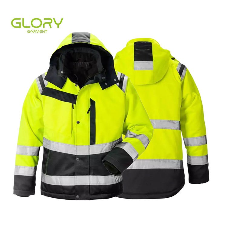 Winter Outdoor Worker Rain Coat Uniform Custom Logo High Visibility Reflective Safety Security Workwear Hi Vis Work Jacket
