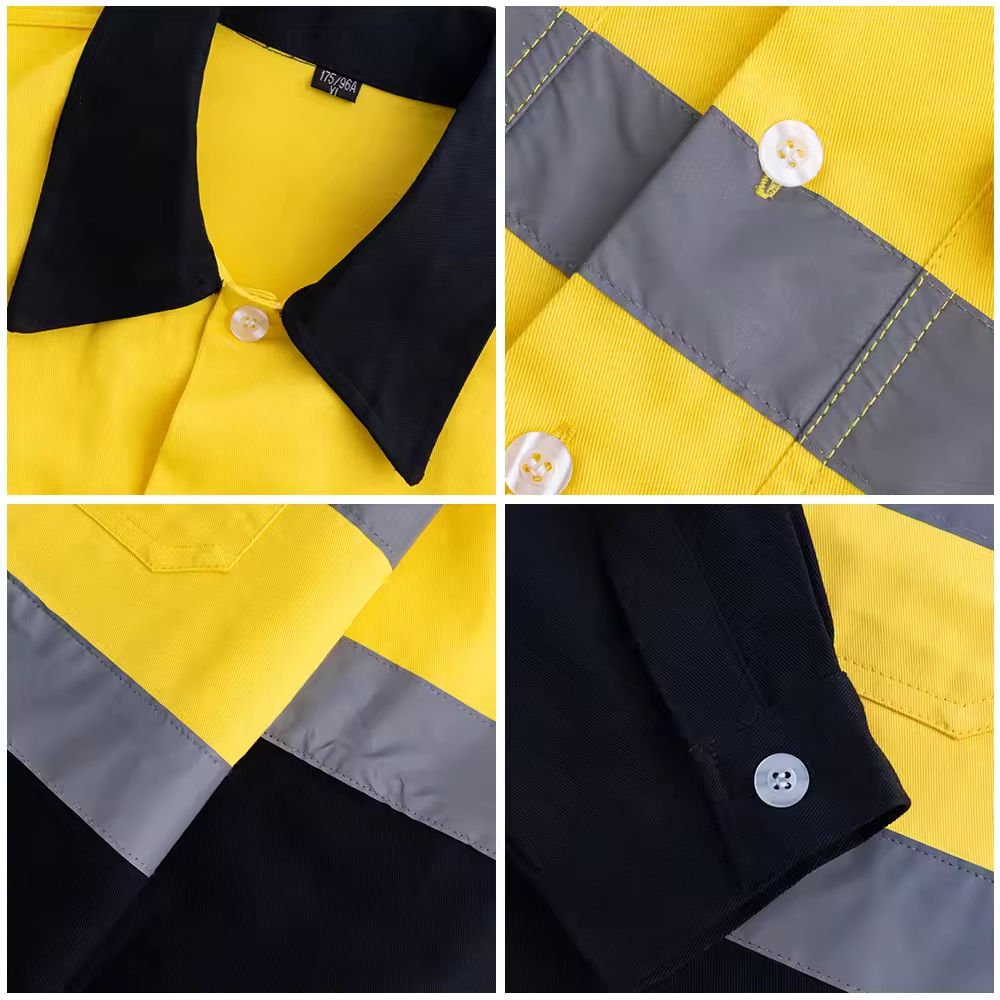 En20471 Cotton Construction Mining Industrial Worker Uniform Workwear Custom Logo Reflective Safety Clothes Hi Vis Work Shirts