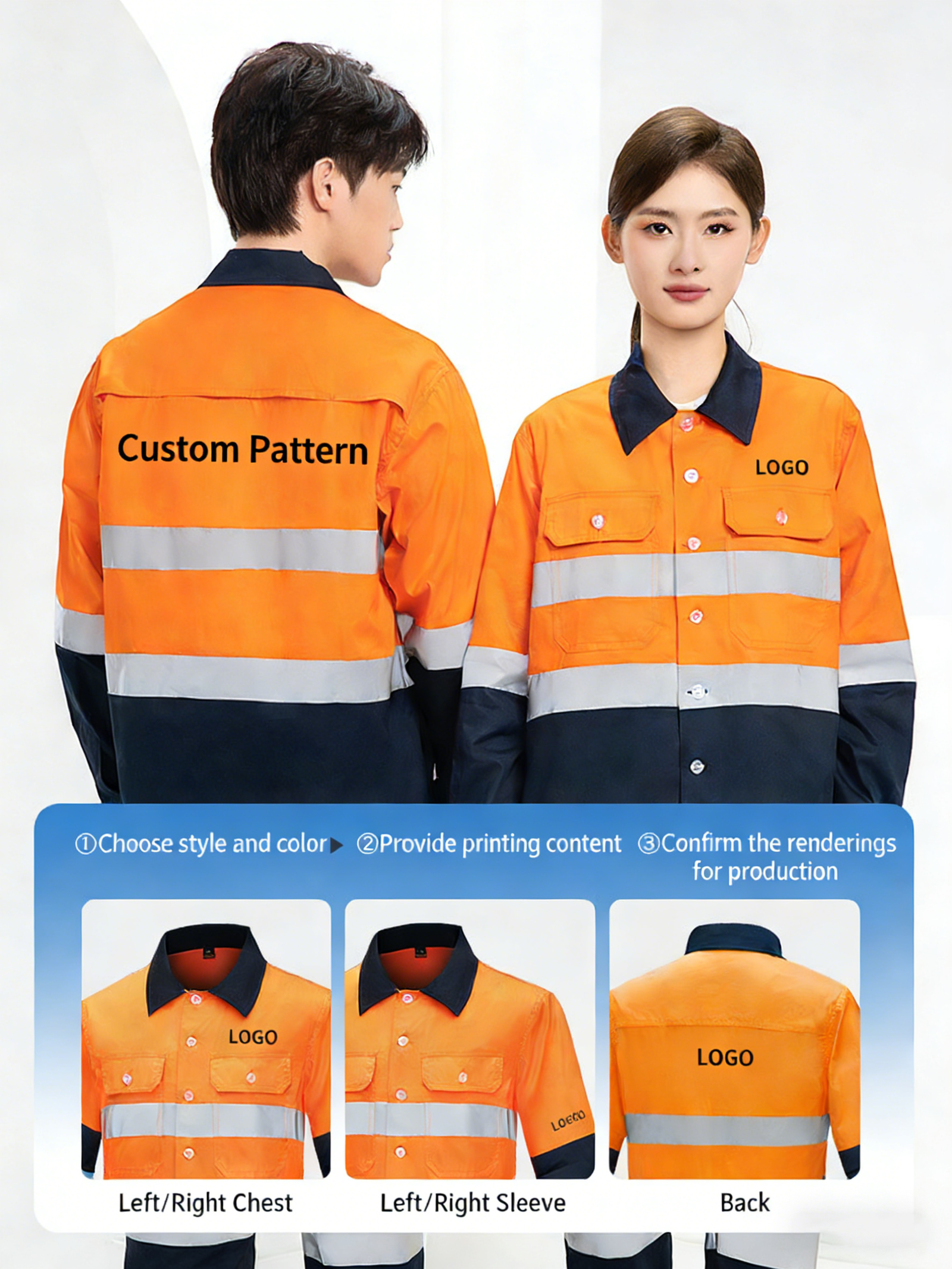 Custom Safety Reflective 100% Cotton Workwear Set - Industrial Work Uniforms for Factory