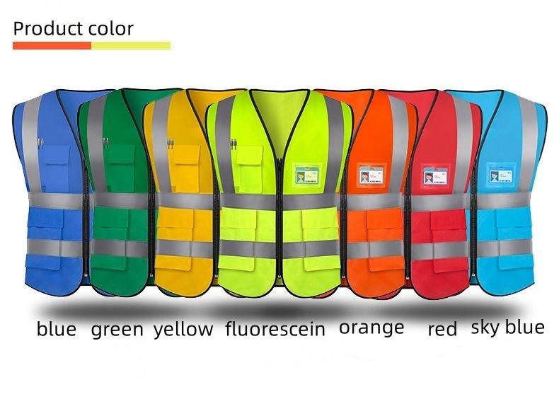 Customized Reflective Construction Safety Vest Hi-Vis Polyester Cotton Security Clothing with Zipper Closure Customizable Logo