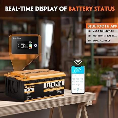 Cloudenergy 24V(25.6V) 320Ah Marine Enginse Deep Cycle LiFePO4 Self-heating Battery with 200A BMS for Truck,marine engines