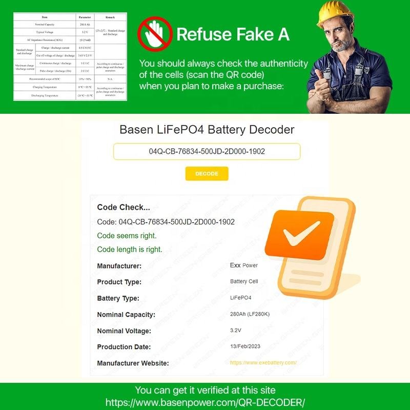 BASEN LF150 100AH 150Ah 154Ah 280ah 3.2V Lifepo4 Battery 150ah Lifepo4 Cell 150ah 280ah 24v 48V 150ah Lifepo4 Battery