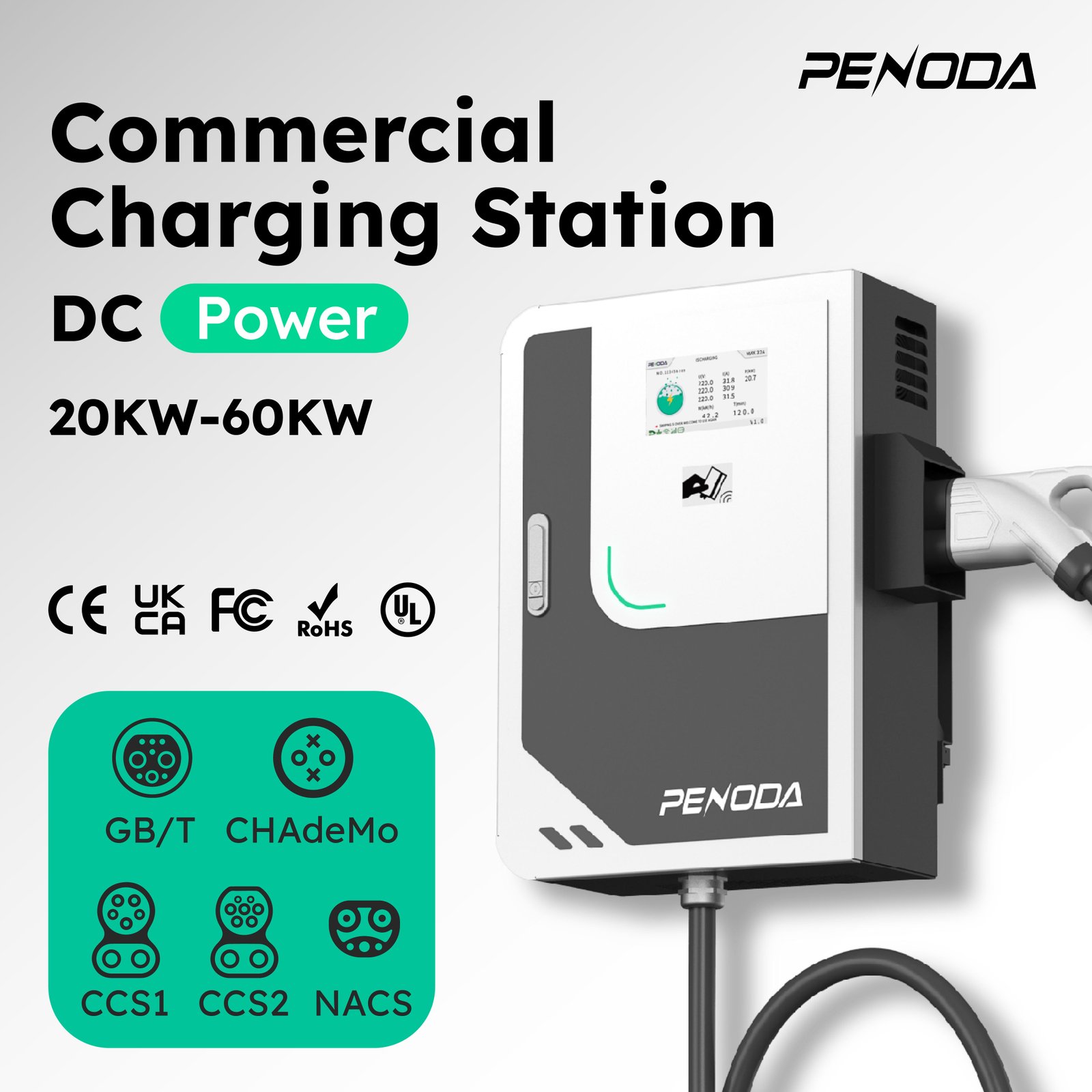 2025 High Power DC Fast EV Charger 20KW 30KW 40KW Module New Home CCS OCPP Wallbox DC EV Charger for EV Charging