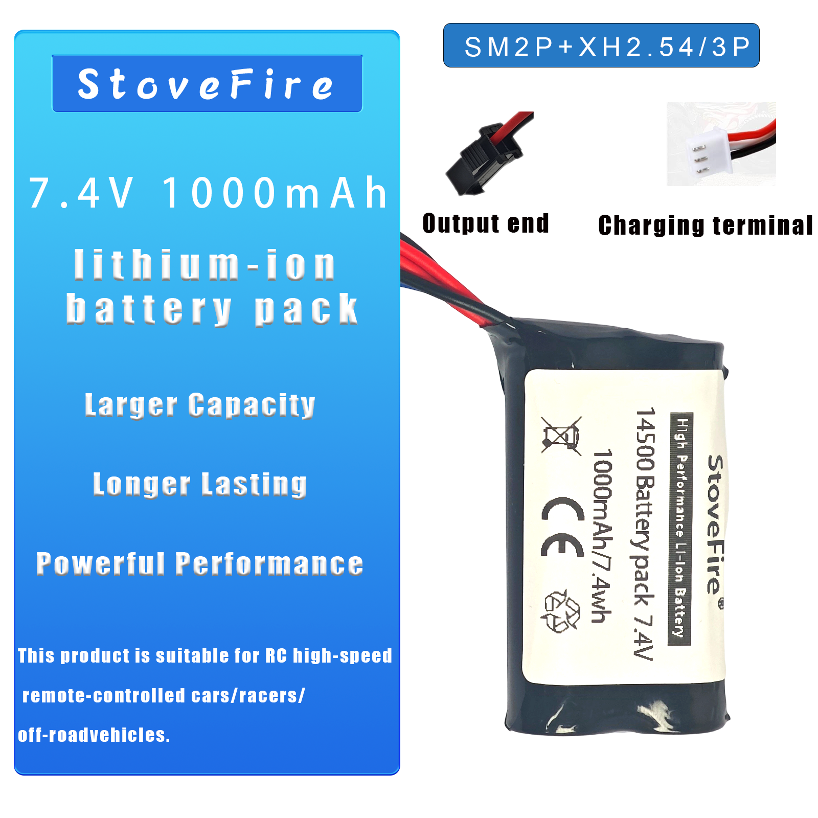 7.4 Volt Lithium Ion Battery 1000mAh 800mah 500mAh Factory Direct 14500 for RC Airplane Wholesale Rechargeable Li-ion Battery