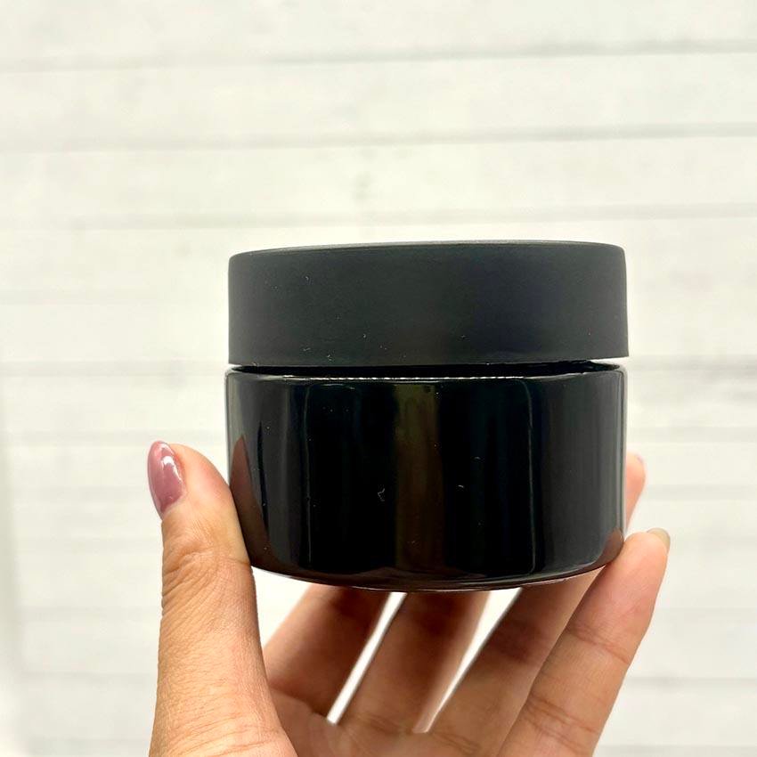 Wholesale Black Glass Violet Crystal Jar 250ml 500ml Black Uv Tall Round Violet Smell Proof Wide Mouth Storage Stash Glass Jars