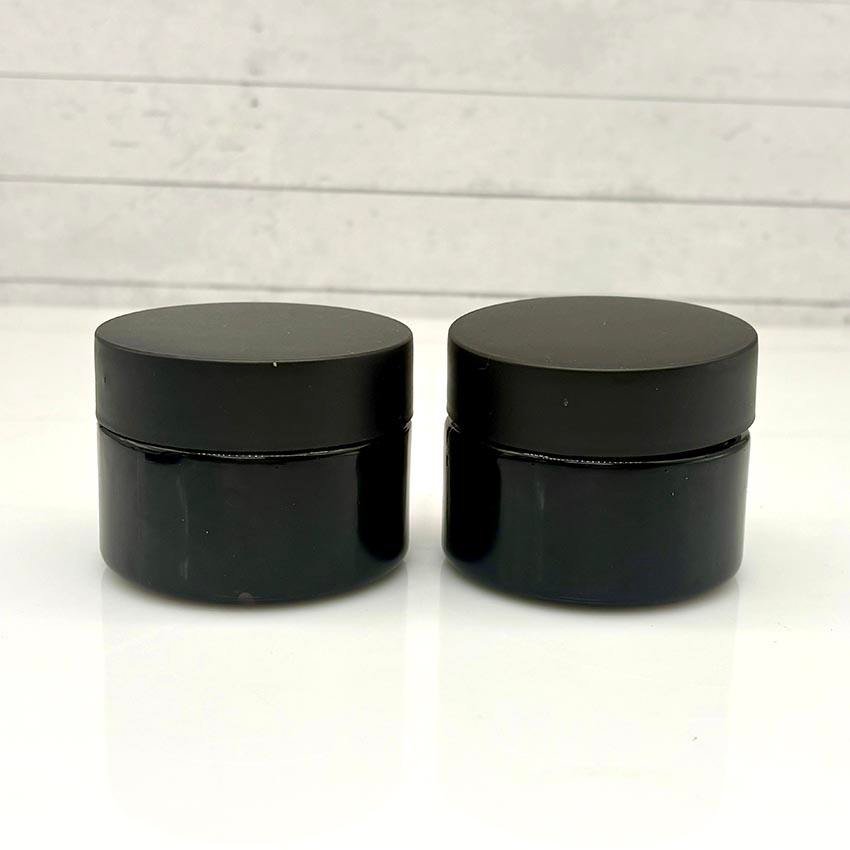 Wholesale Black Glass Violet Crystal Jar 250ml 500ml Black Uv Tall Round Violet Smell Proof Wide Mouth Storage Stash Glass Jars