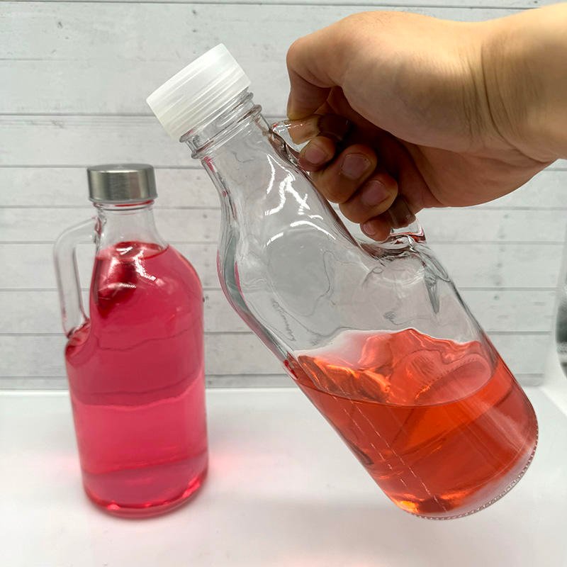 1000ml Clear Glass Beverage Bottle With Handle for Homemade Beverage Ice Tea Milk Serving Wine