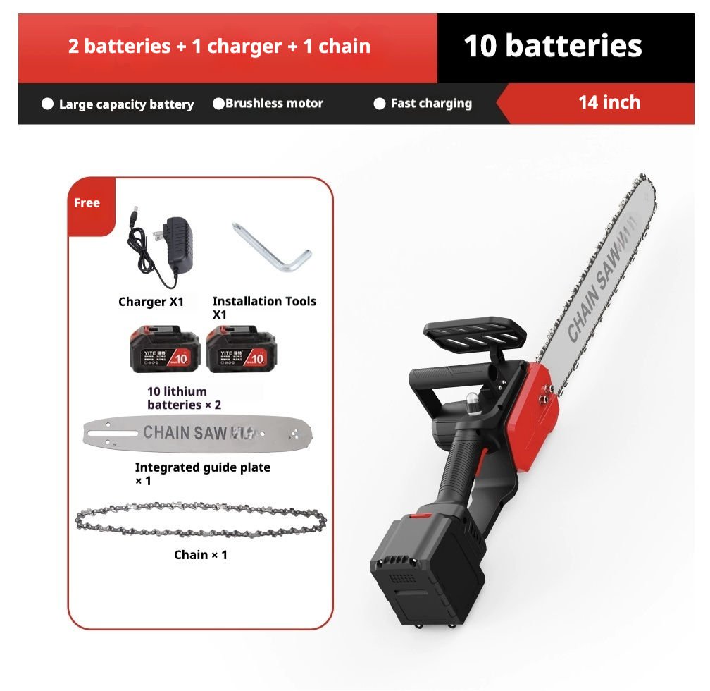 14 Inch Includes 2 Batteries Cordless Chain Electric Chainsaw Industrial Grade Commence Wood Saw for Farm Use OEM Customizable