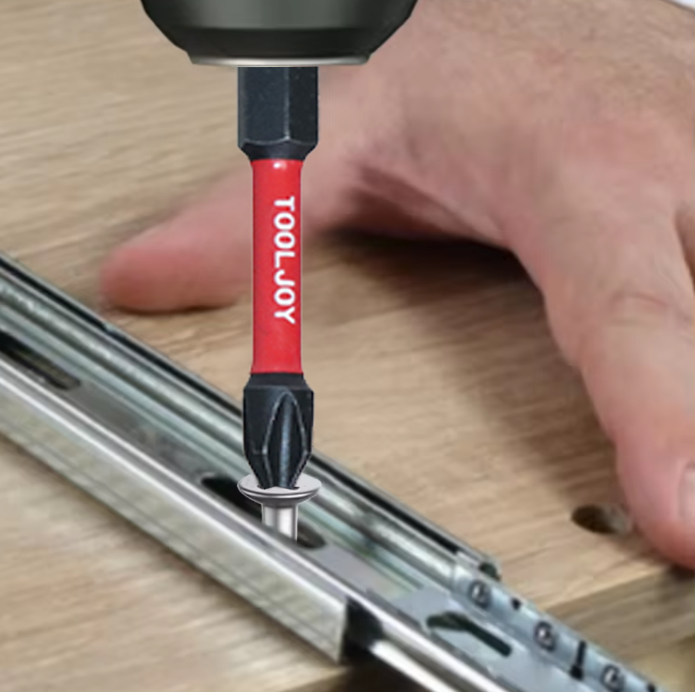 TOOLJOY High Torsion S2 Steel Impact Driver Bits 50mm 10pcs Carabiner Bit Set for Power Screwdrivers