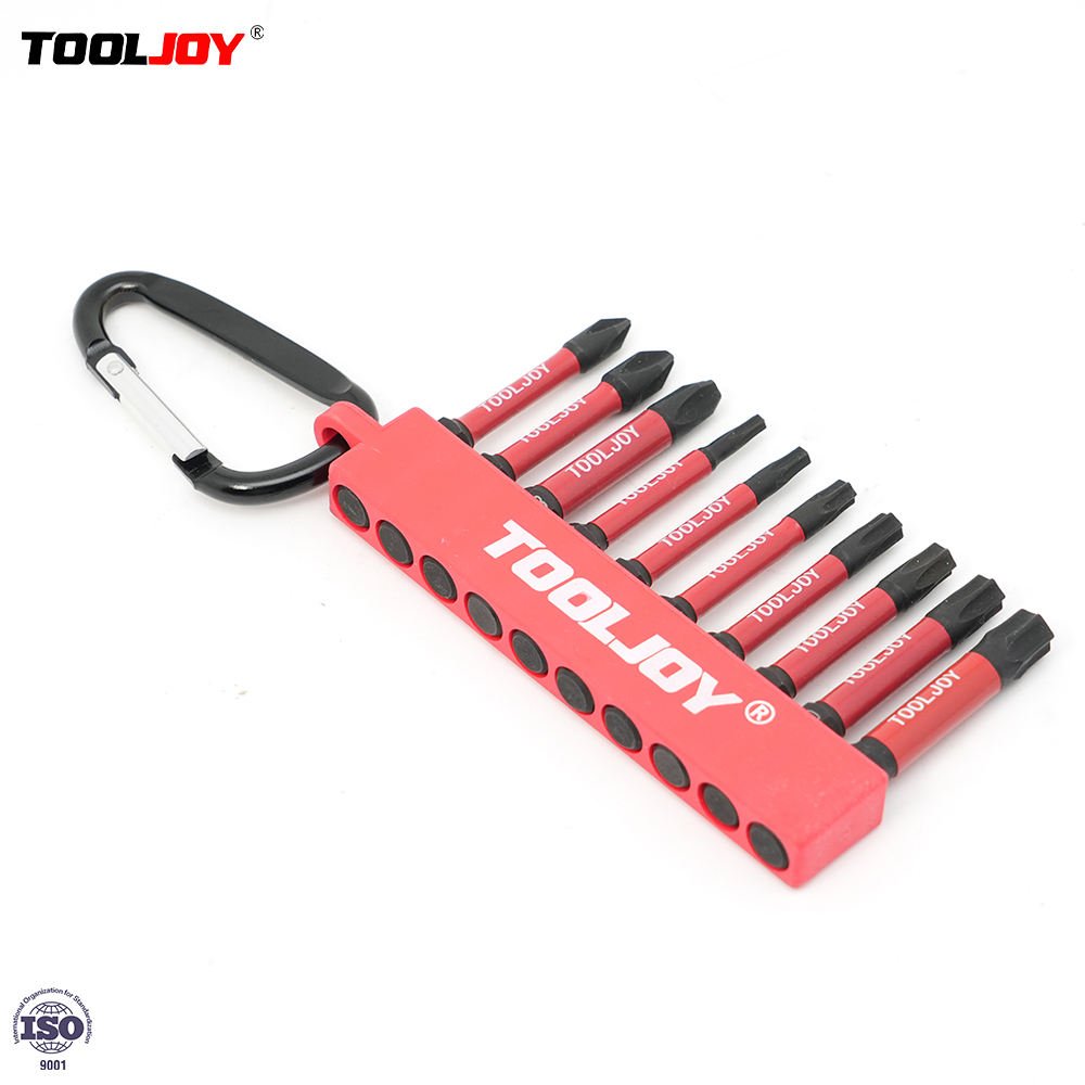 TOOLJOY High Torsion S2 Steel Impact Driver Bits 50mm 10pcs Carabiner Bit Set for Power Screwdrivers
