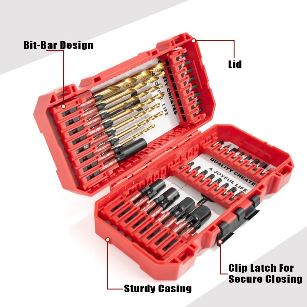 TOOLJOY Factory Supply 60pcs S2 Alloy Steel Impact Bit Set 1/4 Hex Shank & Storage Case for Structural Steel Fastening
