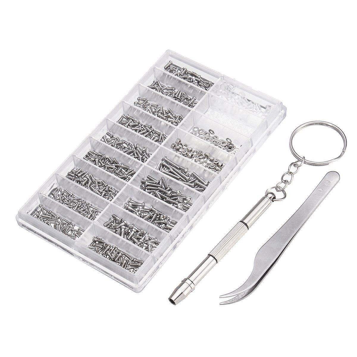 1000pcs Stainless Steel Screw Nut Set Assortment for Watch Eyeglasses Sunglass Cell Phone Hand Hard Case OEM