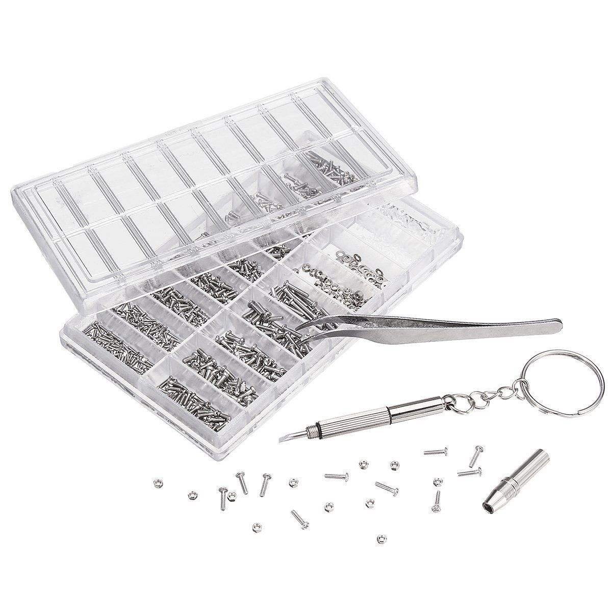1000pcs Stainless Steel Screw Nut Set Assortment for Watch Eyeglasses Sunglass Cell Phone Hand Hard Case OEM