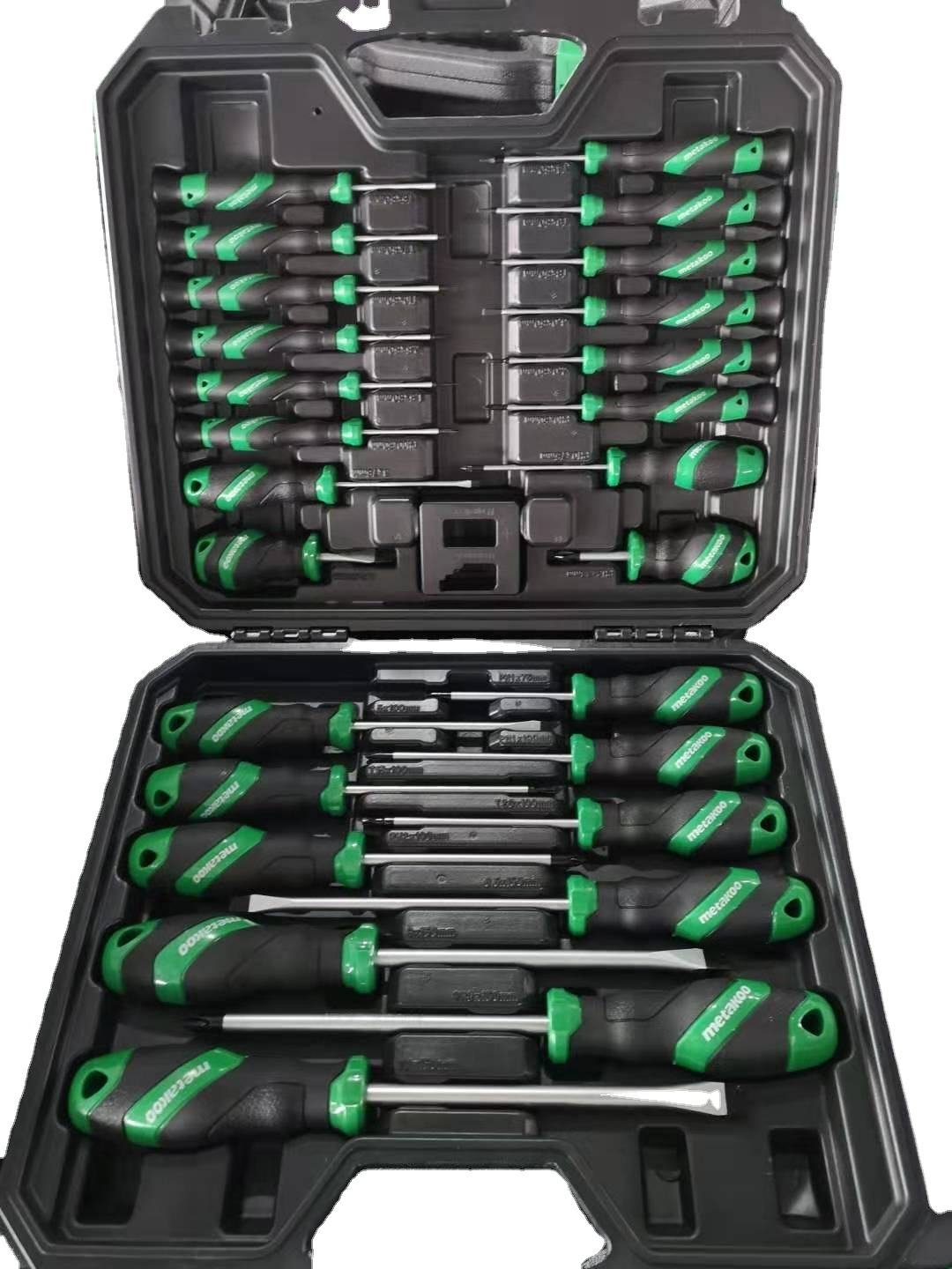 Magnetic Screwdriver Socket Bit Set with Cr-V Steel Bits for Hex Nuts Chrome Finish Phillips Screw Head Plastic Handle DIY Tool