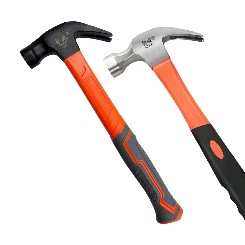 Customizable OEM Support Pure Steel Claw Hammer Forged with Plastic Coated Handle Dome Nail Hammer