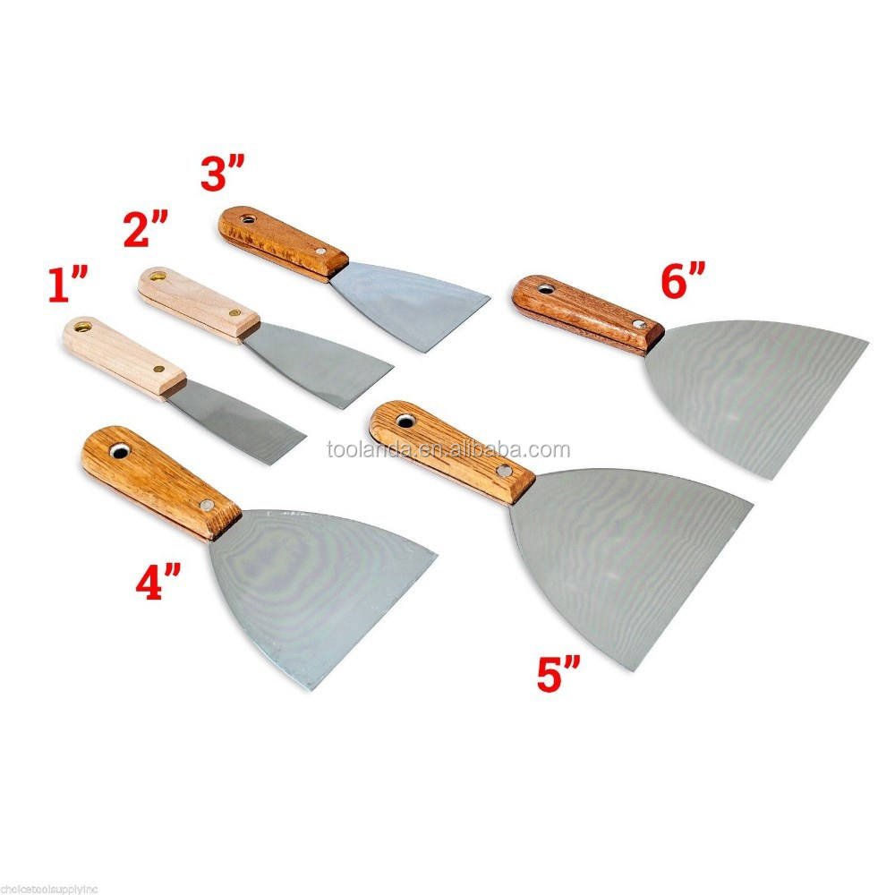 6pc DIY Grade Flexible Heat-Treated FULL TANG Blade Putty Knife Set Stainless Steel Blades