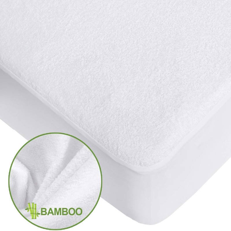 Hypoallergenic Full Twin Terry Fabric Waterproof Mattress Protector Cover Anti-Bacteria Air-permeable All-Season Home Hotel Use