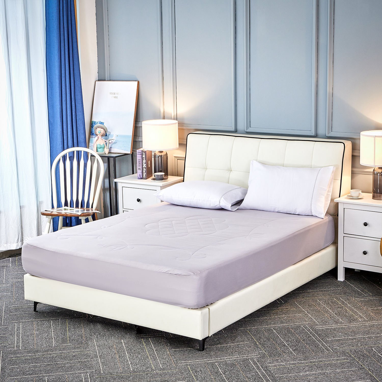 JUMIAO Hypoallergenic Waterproof Microfiber Quilted Folding Mat Anti-Dust Mite Anti-Bacteria Protection Flame Retardant