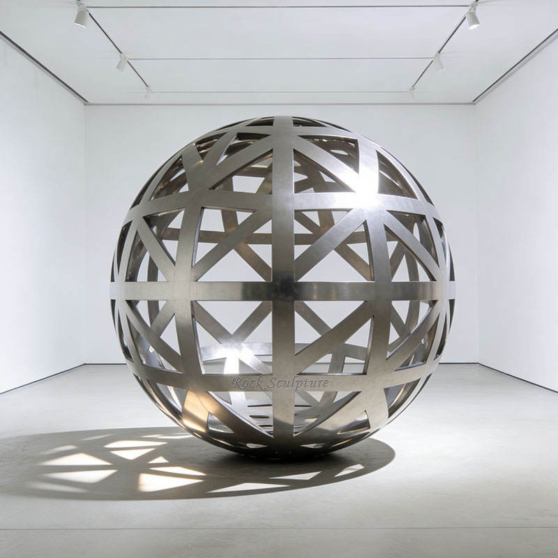 Customized Large Metal LED Lighting Auspicious Cloud Pattern Stainless Steel Hollow Ball Sculpture for Outdoor Garden