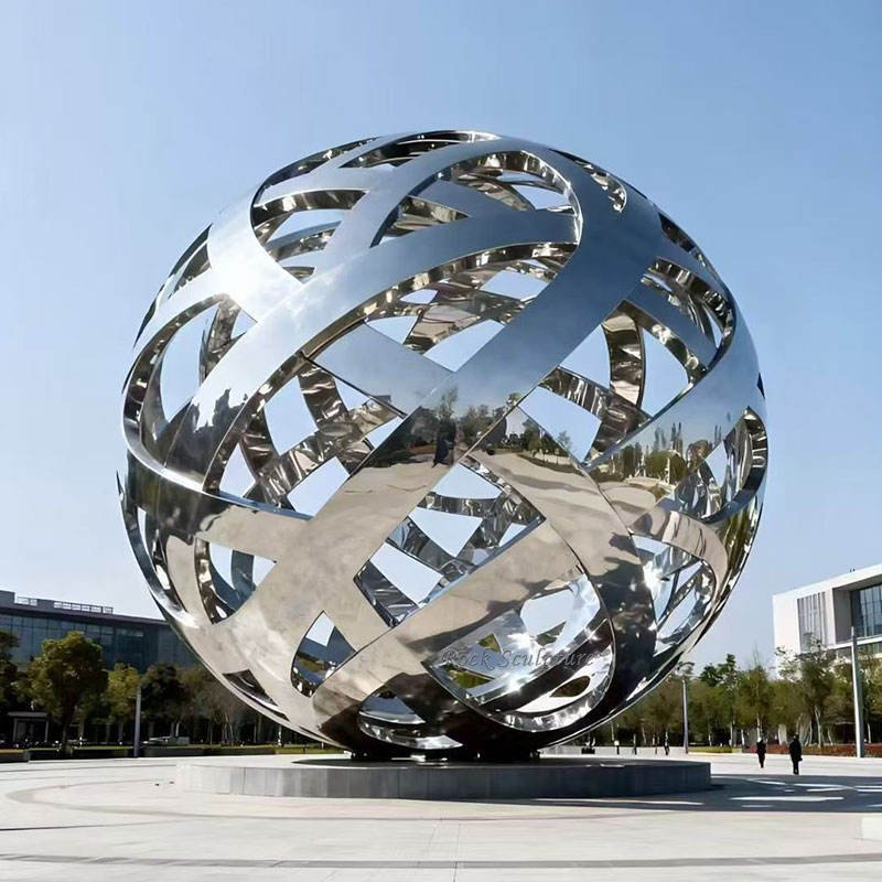 Customized Large Metal LED Lighting Auspicious Cloud Pattern Stainless Steel Hollow Ball Sculpture for Outdoor Garden
