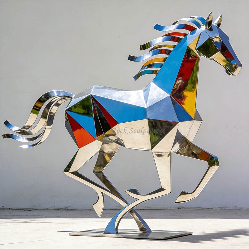 Outdoor Garden Customized Polishing Stainless Steel Deer Elk Sculpture Geometric Animal Statue Decorative Metal Crafts