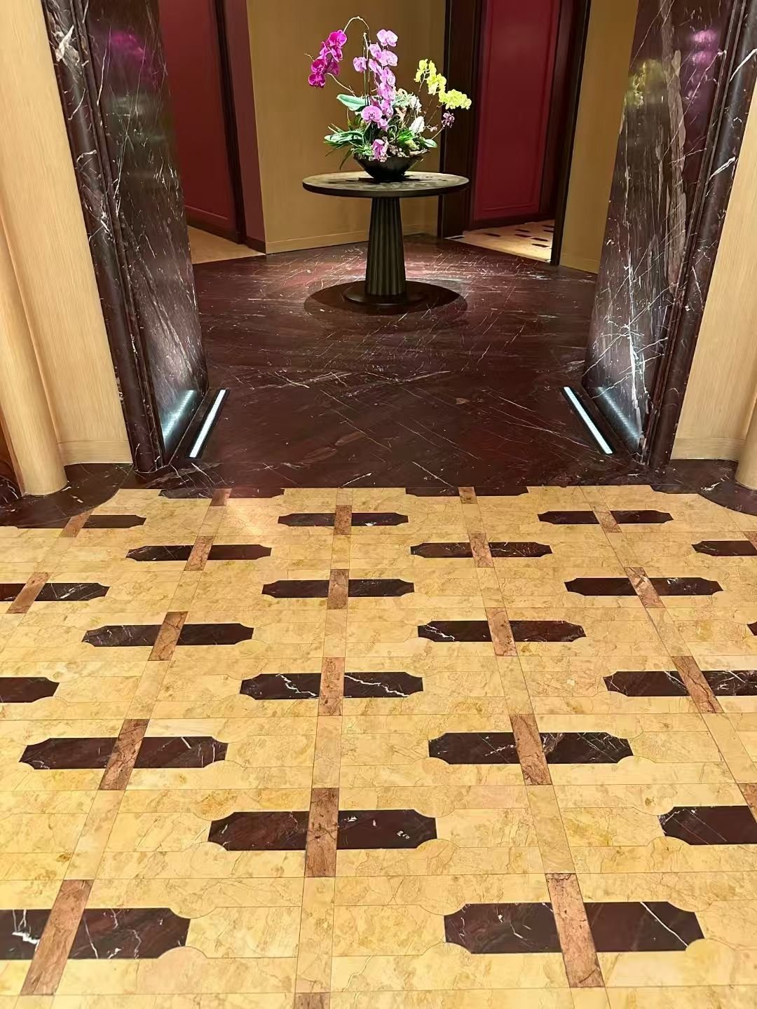 Natural Golden Rose Dolomite Marble Modern Polished Big Slab for Staircase Countertop Bathroom Hall Entry Exterior