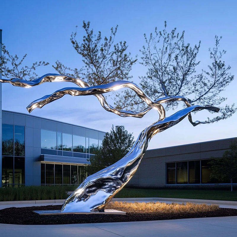 Custom Modern Outdoor Stainless Steel Statue High Polished Handmade Art Sculpture with Custom Color Design for Art Collection