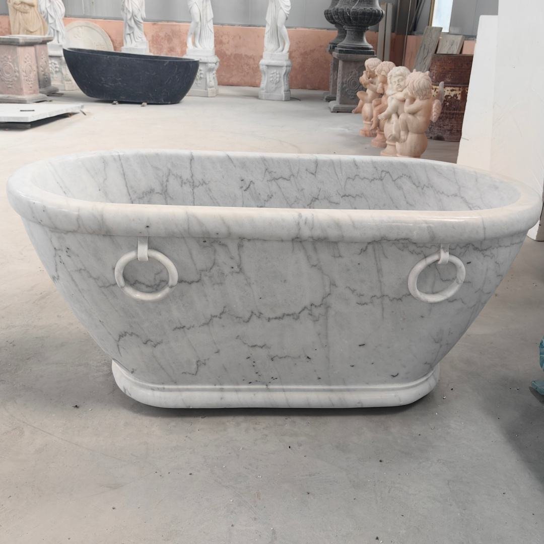YDSTONE Modern Luxury Marble Bathtub Natural Stone Freestanding Bath Tub Solid Stone Soaking Tub for Hotel Bathroom