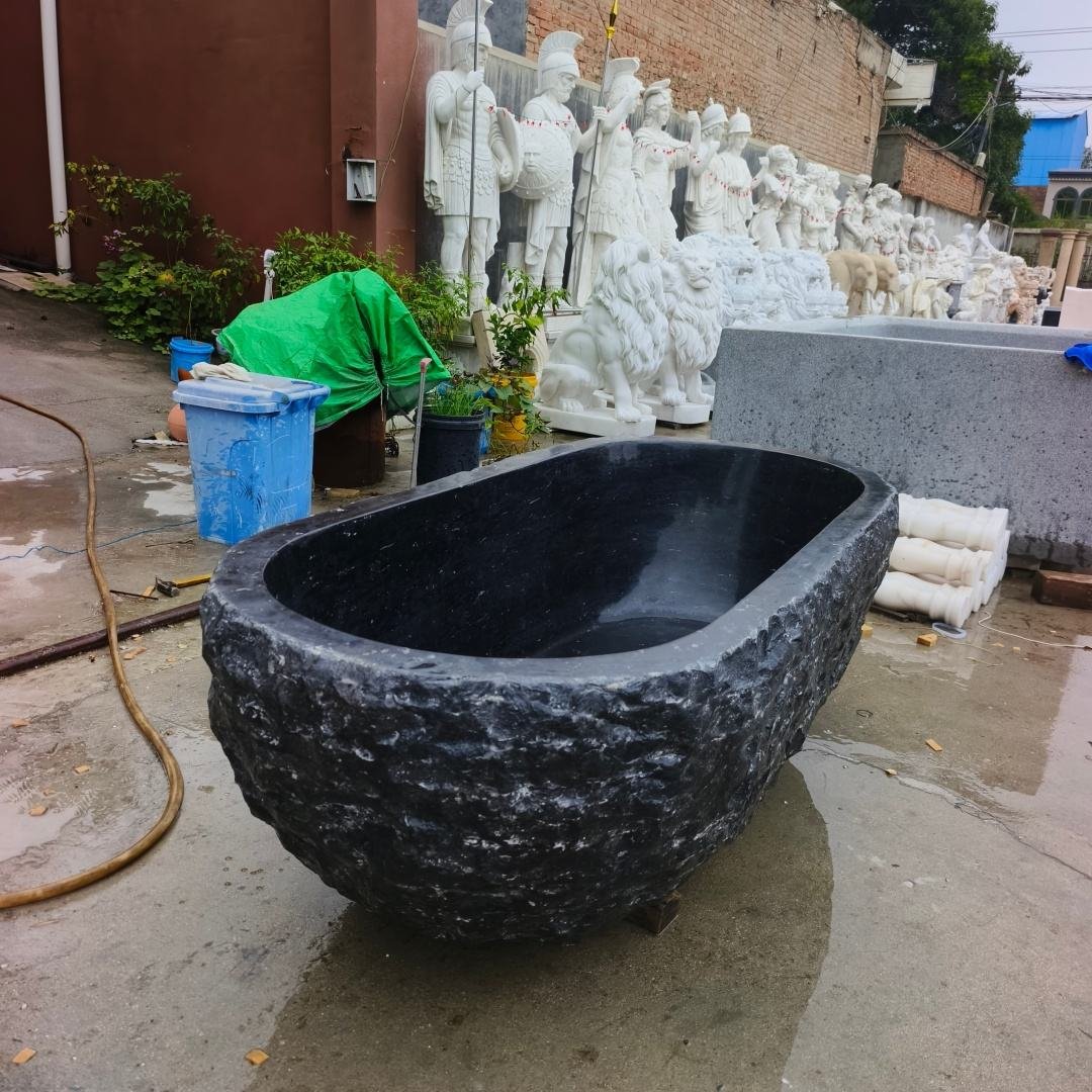 YDSTONE Factory Supply Natural Stone Bathtub Luxury Marble Freestanding Bathtub Solid Stone Soaking Tub for Villa Spa
