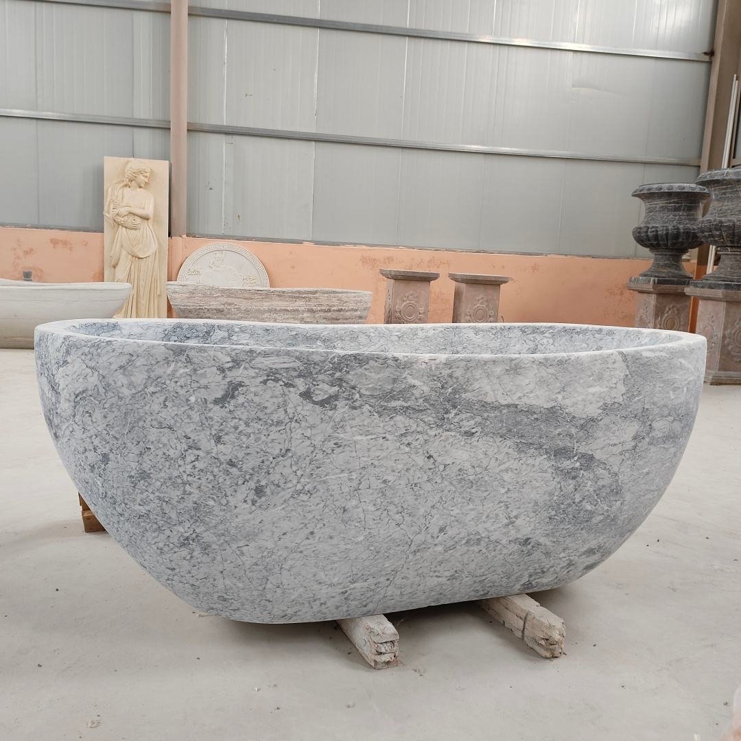 YDSTONE Factory Supply Natural Stone Bathtub Luxury Marble Freestanding Bathtub Solid Stone Soaking Tub for Villa Spa