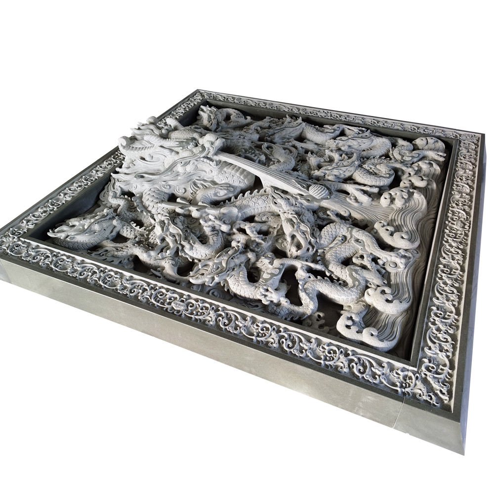 35 Years Experience Factory Custom Wholesale Green Granite High Relief Dragon Chinese Dragon Stone Reliefs Wall