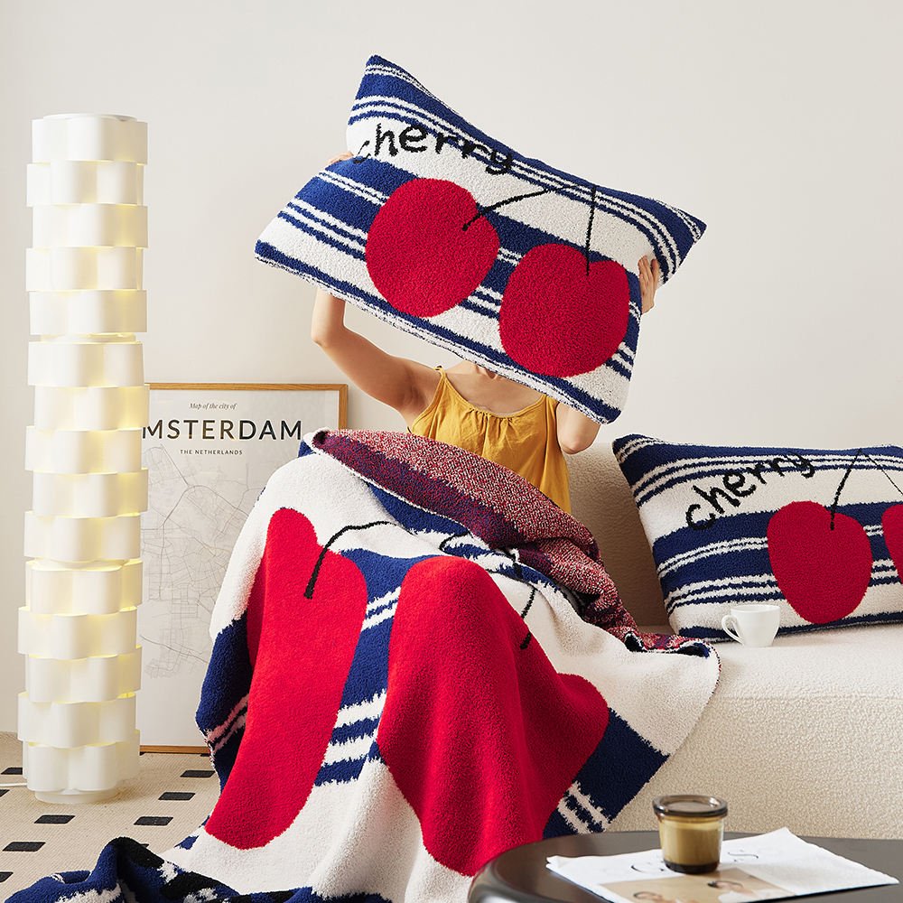 OEKO Festival Red Cherry Cushion Car Sofa Pillow Bedroom Bed Large Cushion