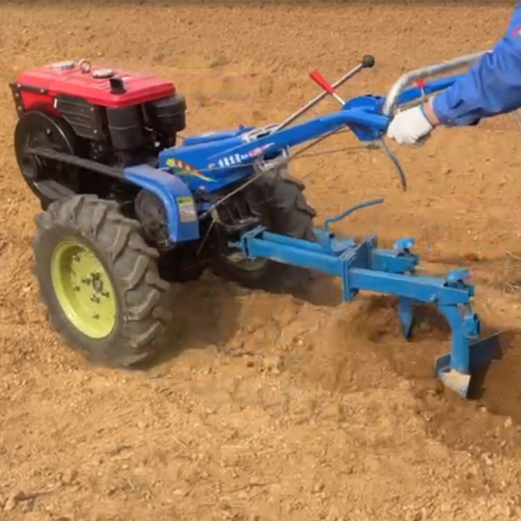 Factory Price 2WD 20 HP Diesel Mini Walking Tractor with Double Plow for Farms