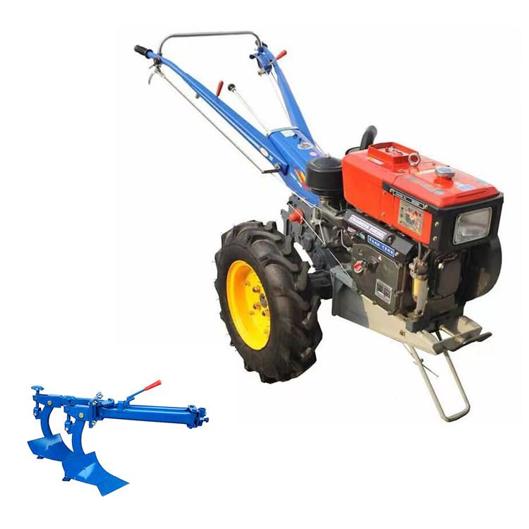 Factory Price 2WD 20 HP Diesel Mini Walking Tractor with Double Plow for Farms