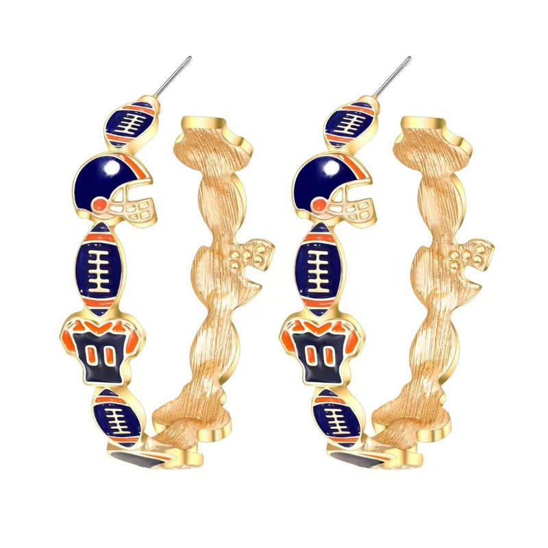 Trendy American Football Helmet Jersey Pattern Statement Earrings Fashion Game Day Colorful Rugby Large Hoop Earrings for Women