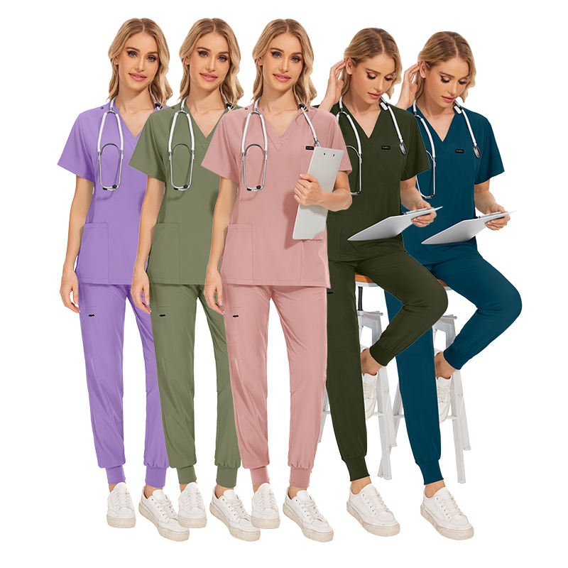 Community Hospital Simple & Neat Medical Scrubs Anti-wrinkle Nursing Scrub Sets Comfortable for All - Day Wear Scrubs Wholesale