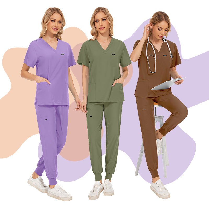 Community Hospital Simple & Neat Medical Scrubs Anti-wrinkle Nursing Scrub Sets Comfortable for All - Day Wear Scrubs Wholesale