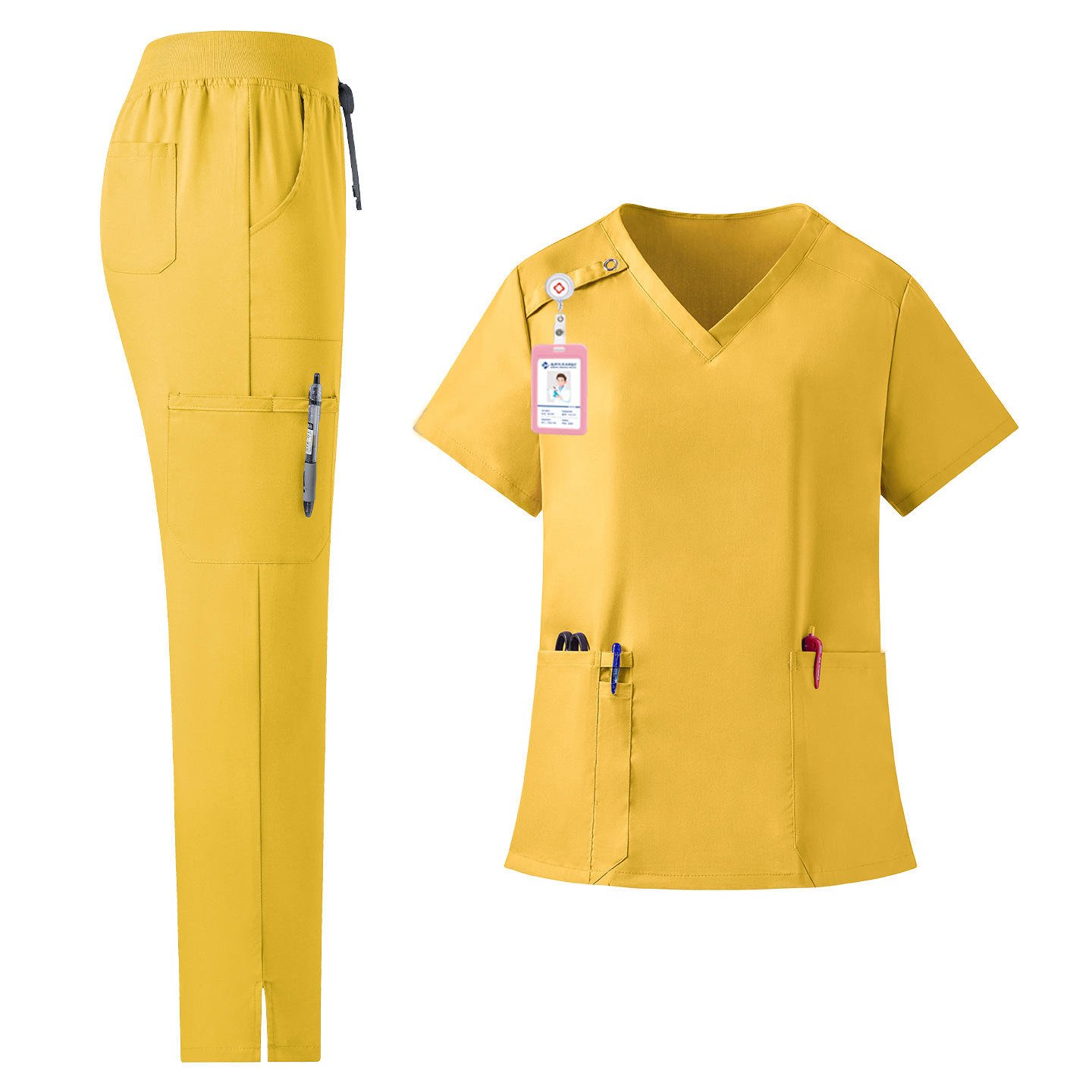 Doctor V-neck Scrub Suit Jogging Overalls Pet Hospital Nurse Hand Washing Suit Spa Brush Hand Suit Work Scrub Uniform Set