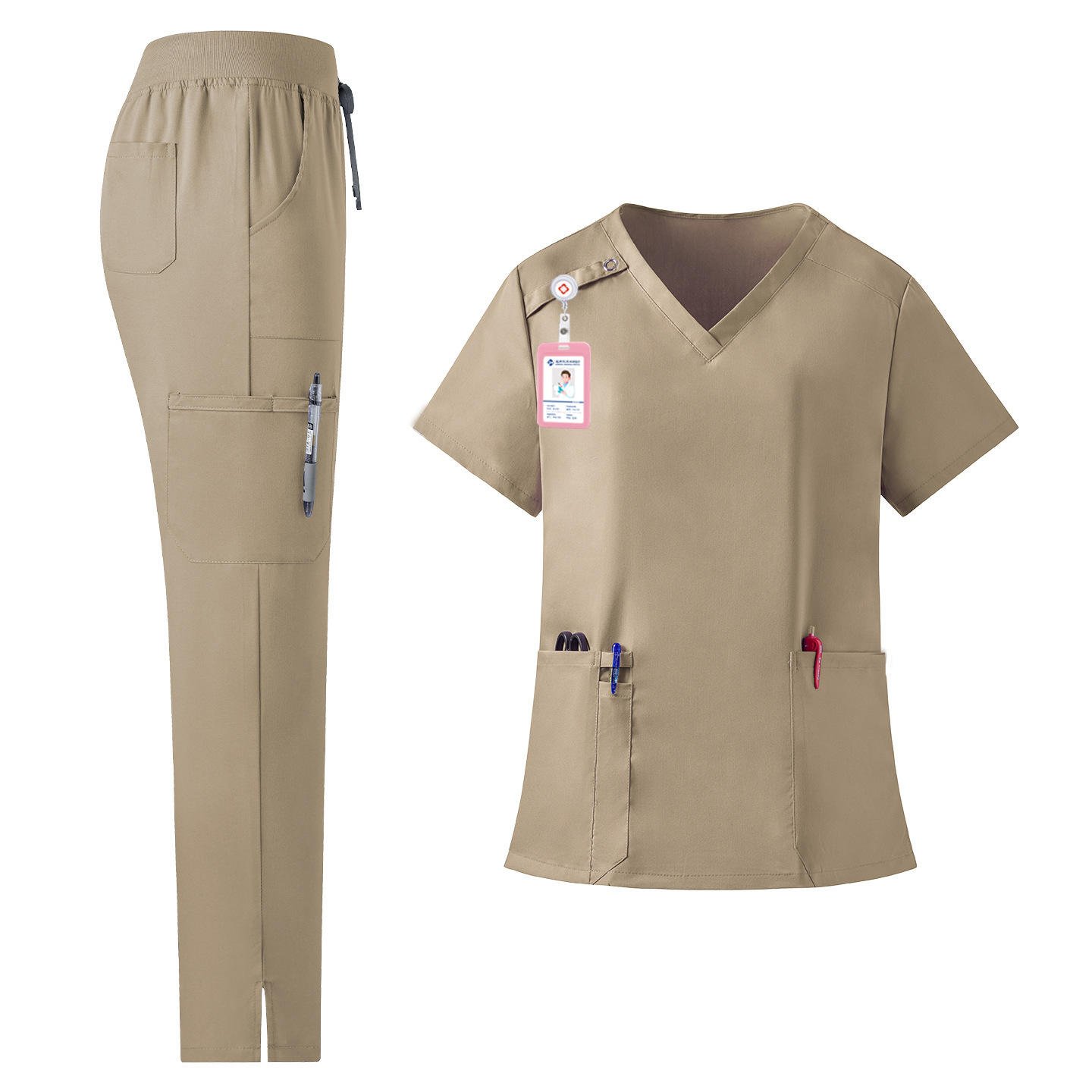 Doctor V-neck Scrub Suit Jogging Overalls Pet Hospital Nurse Hand Washing Suit Spa Brush Hand Suit Work Scrub Uniform Set