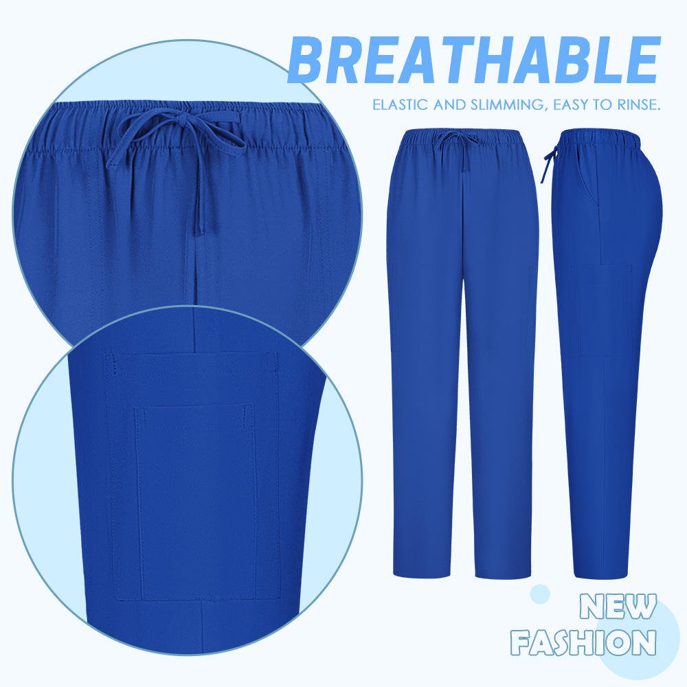 New Quick-Drying Breathable Comfortable Knitted Scrub Suit V Neck Soft Nursing Scrubs Two-Piece Set Beauty Salon Short Sleeve