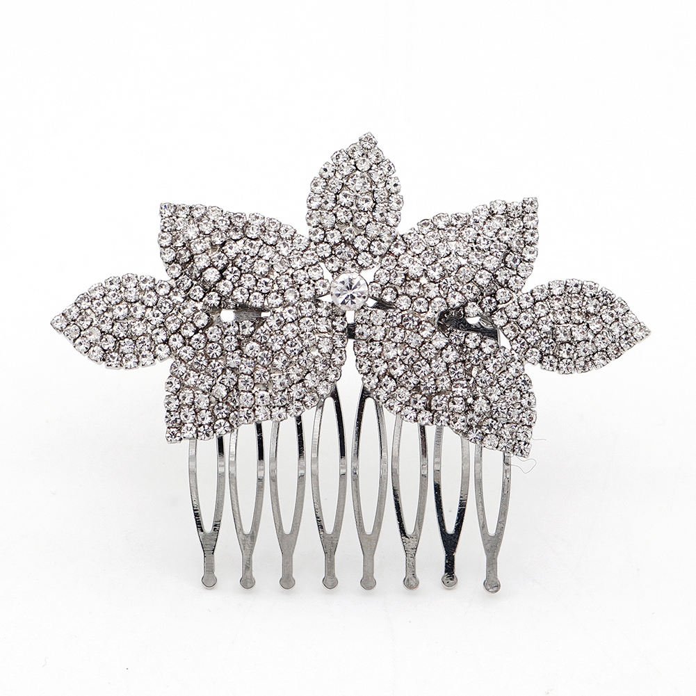 DZ Customized Metal Crystal Flower Petals Bridal Wedding or Prom Hair Comb Girl Accessories