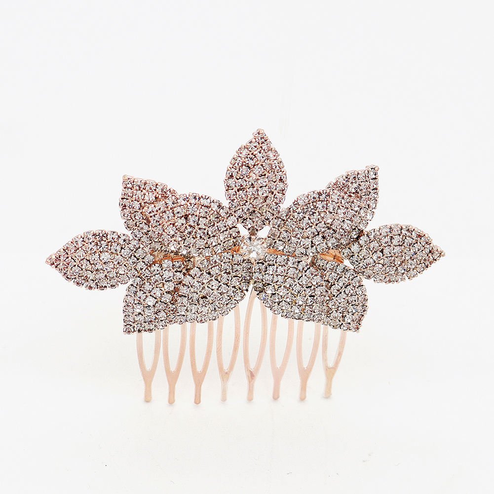 DZ Customized Metal Crystal Flower Petals Bridal Wedding or Prom Hair Comb Girl Accessories