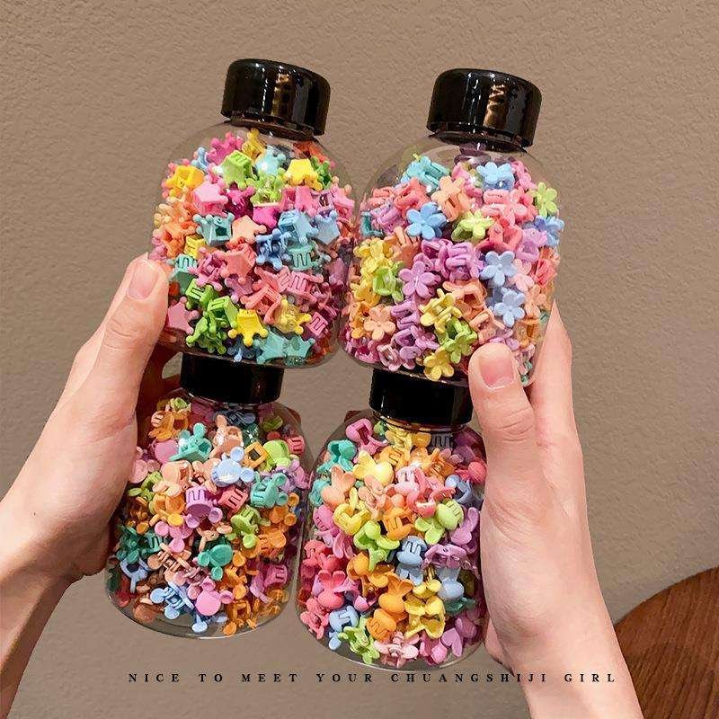 50PCS/BOX Children's Hair Clip Baby Cute Princess Girl's Tiara Small Mini Rabbit Flower Hair Claws Kids Candy Cartoon Bangs Side