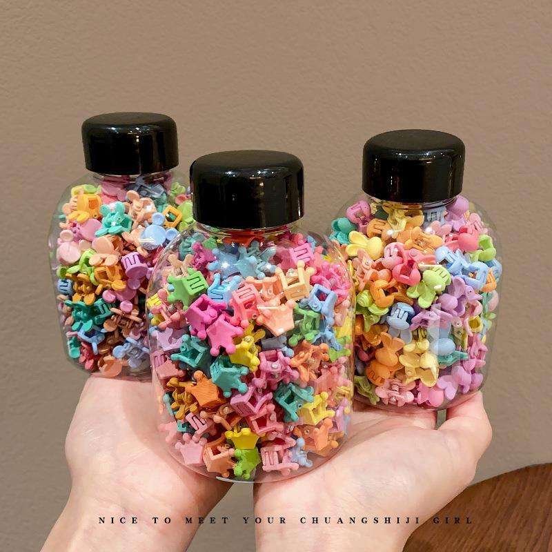 50PCS/BOX Children's Hair Clip Baby Cute Princess Girl's Tiara Small Mini Rabbit Flower Hair Claws Kids Candy Cartoon Bangs Side