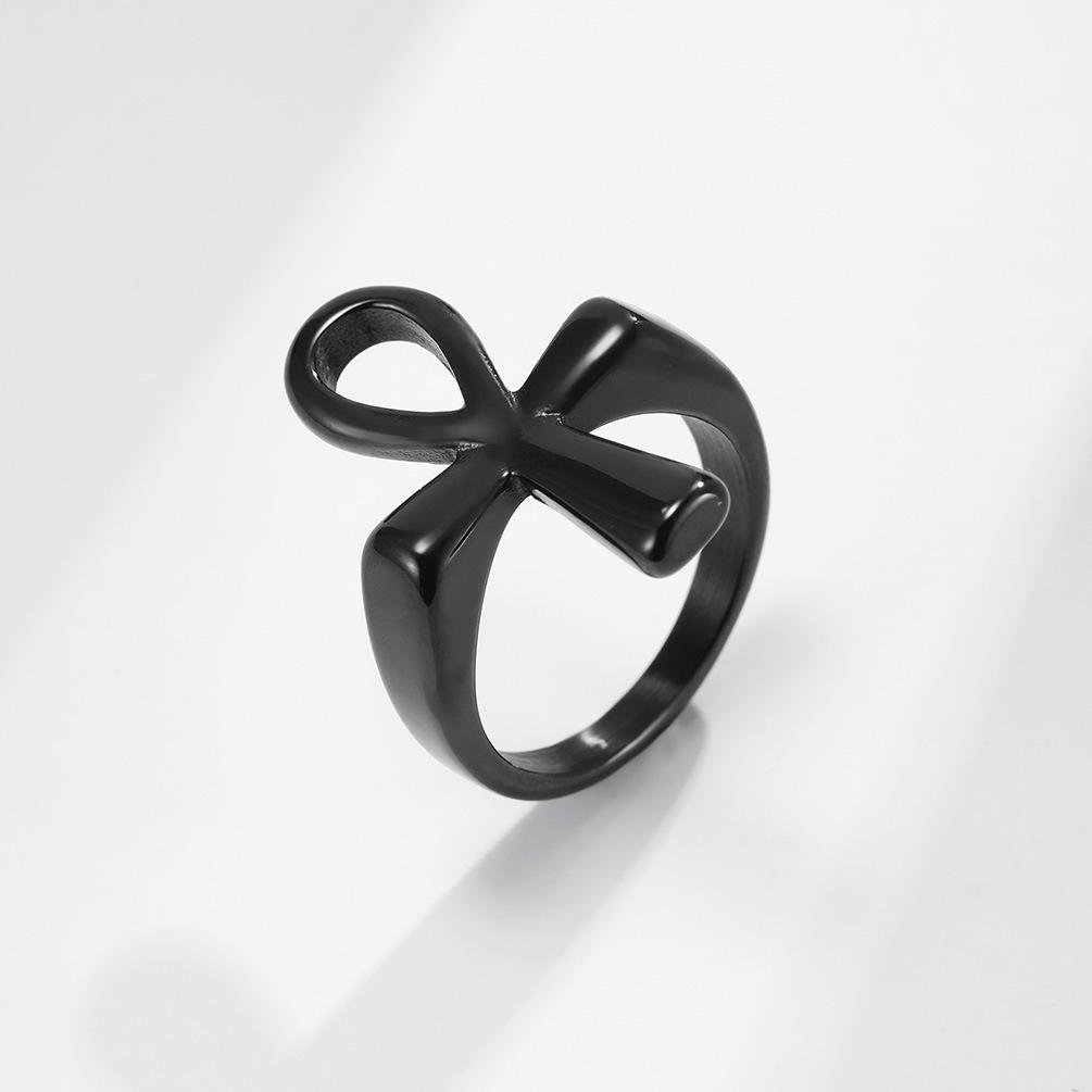 Fashion Horus Ring Vintage Retro Fashion Jewelry Accessories Gold Plated Stainless Steel Egypt Cross Rings for Teenagers Men